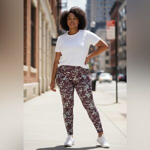 Pink/Maroon Camouflage Women's Exercise Leggings 3x Tek Gear